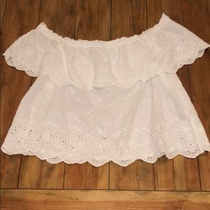 American eagle off shoulder white blouse